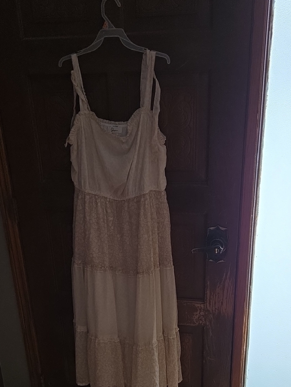 Japna Beige Tiered Maxi Dress
